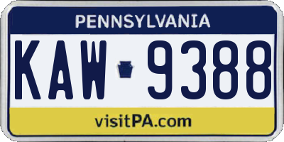 PA license plate KAW9388