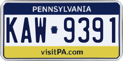 PA license plate KAW9391