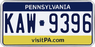 PA license plate KAW9396