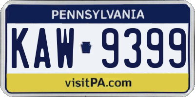 PA license plate KAW9399