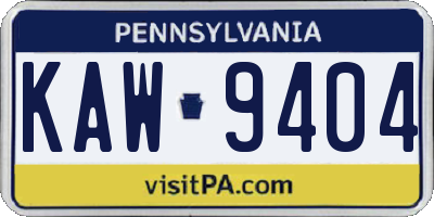 PA license plate KAW9404