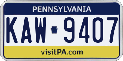 PA license plate KAW9407
