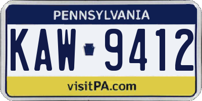 PA license plate KAW9412