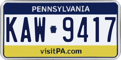 PA license plate KAW9417