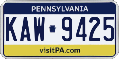 PA license plate KAW9425