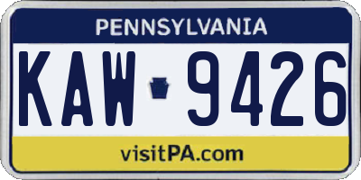 PA license plate KAW9426