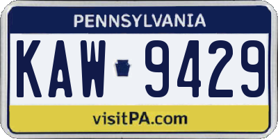 PA license plate KAW9429