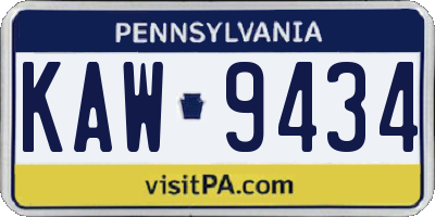 PA license plate KAW9434