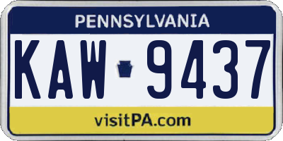 PA license plate KAW9437