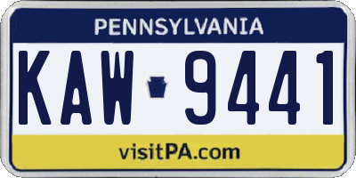 PA license plate KAW9441