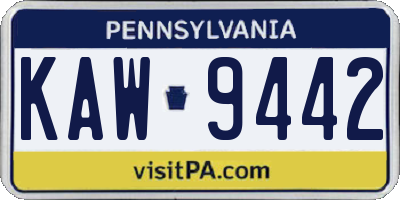 PA license plate KAW9442