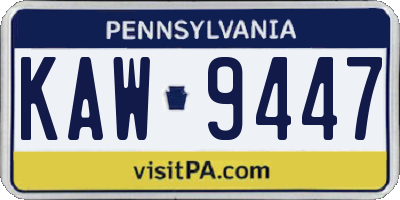 PA license plate KAW9447