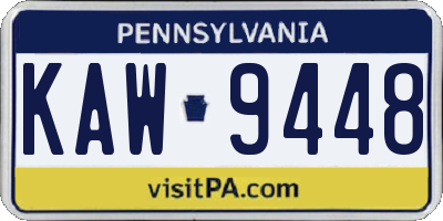 PA license plate KAW9448