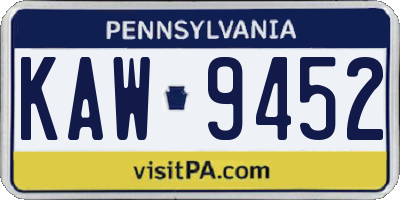 PA license plate KAW9452