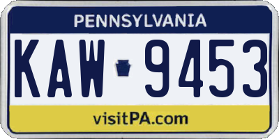 PA license plate KAW9453