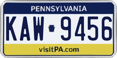 PA license plate KAW9456