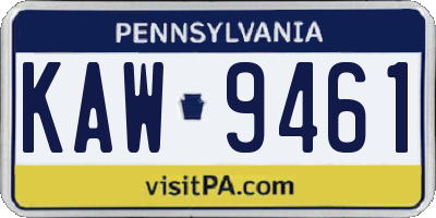 PA license plate KAW9461