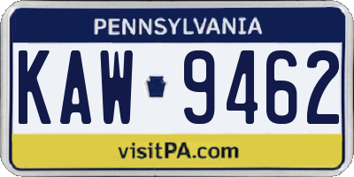 PA license plate KAW9462