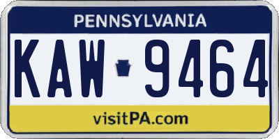 PA license plate KAW9464