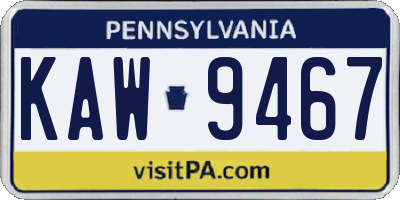 PA license plate KAW9467