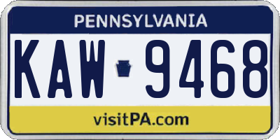 PA license plate KAW9468