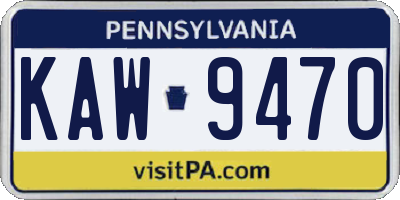 PA license plate KAW9470