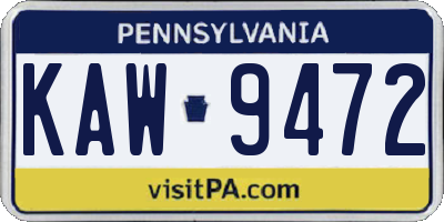 PA license plate KAW9472