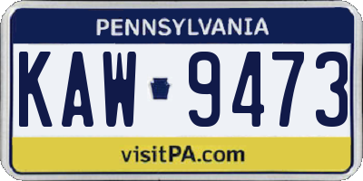 PA license plate KAW9473