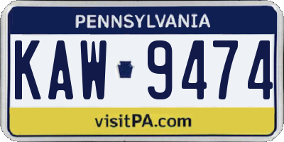 PA license plate KAW9474