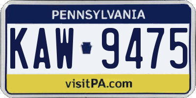 PA license plate KAW9475