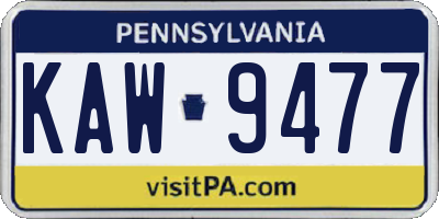 PA license plate KAW9477