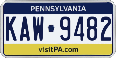PA license plate KAW9482