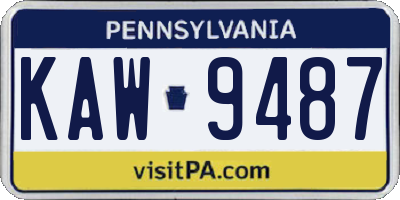 PA license plate KAW9487