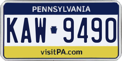 PA license plate KAW9490