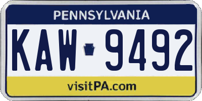 PA license plate KAW9492