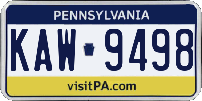 PA license plate KAW9498