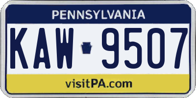 PA license plate KAW9507