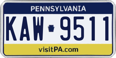 PA license plate KAW9511