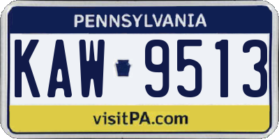 PA license plate KAW9513