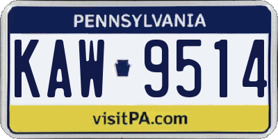 PA license plate KAW9514