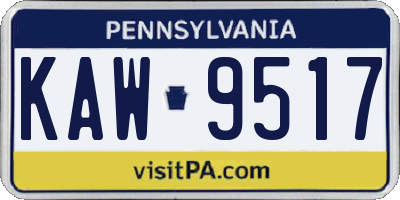 PA license plate KAW9517