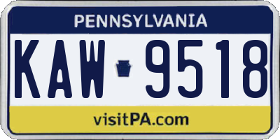 PA license plate KAW9518