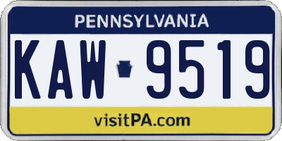PA license plate KAW9519