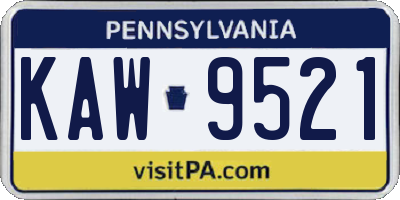PA license plate KAW9521
