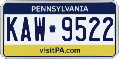 PA license plate KAW9522