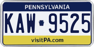 PA license plate KAW9525