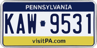 PA license plate KAW9531