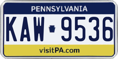 PA license plate KAW9536