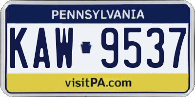 PA license plate KAW9537