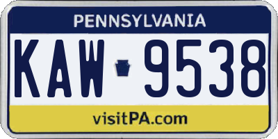 PA license plate KAW9538